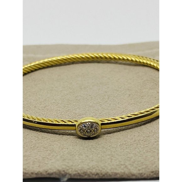 DAVID YURMAN Confetti Bangle Bracelet Diamonds 18K Yellow Gold  7.5” 2.6MM Wide - Picture 2 of 10